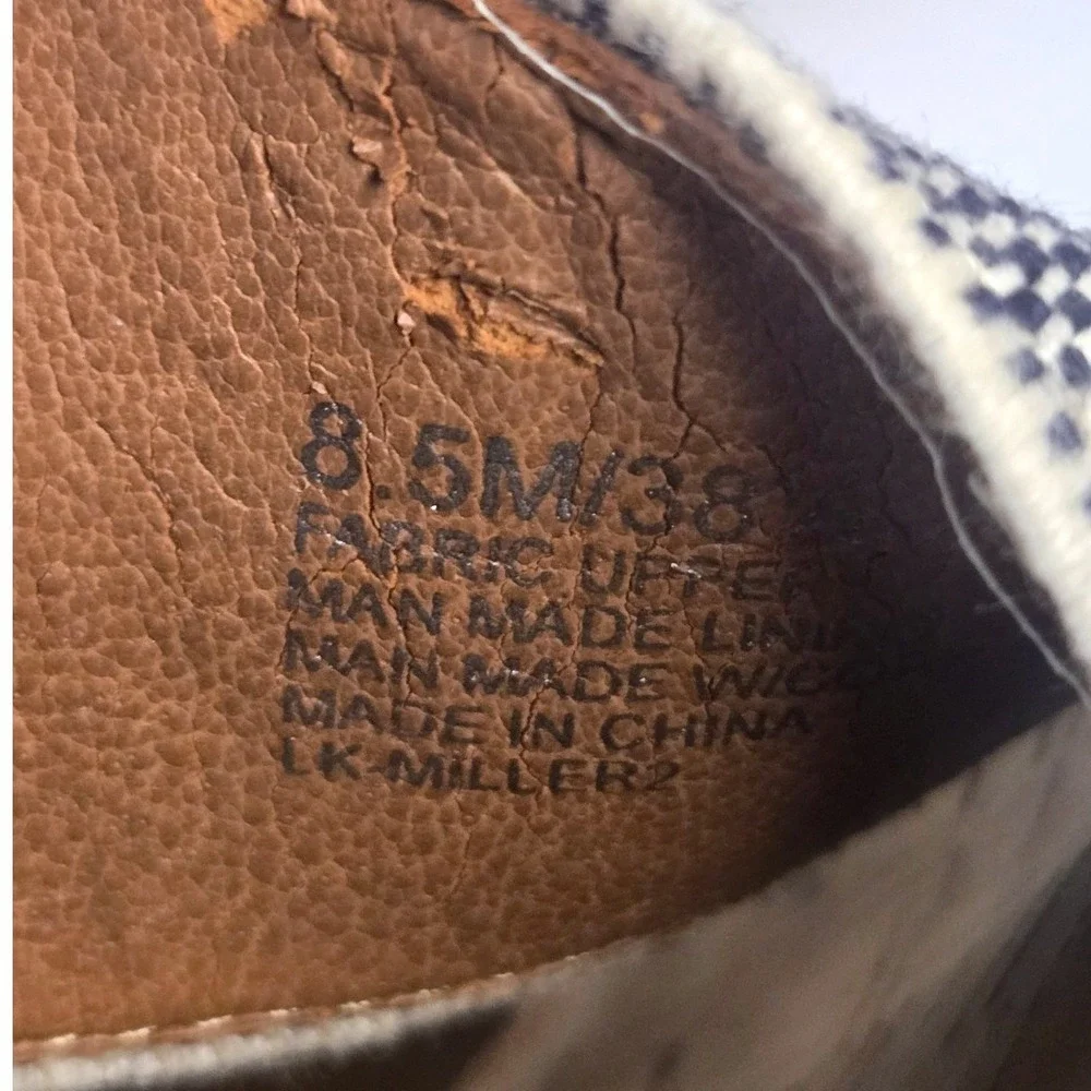 Lucky Brand LK-MILLER2 Striped Cork Wedge Sandals Blue‎ Beige Womens 8.5M